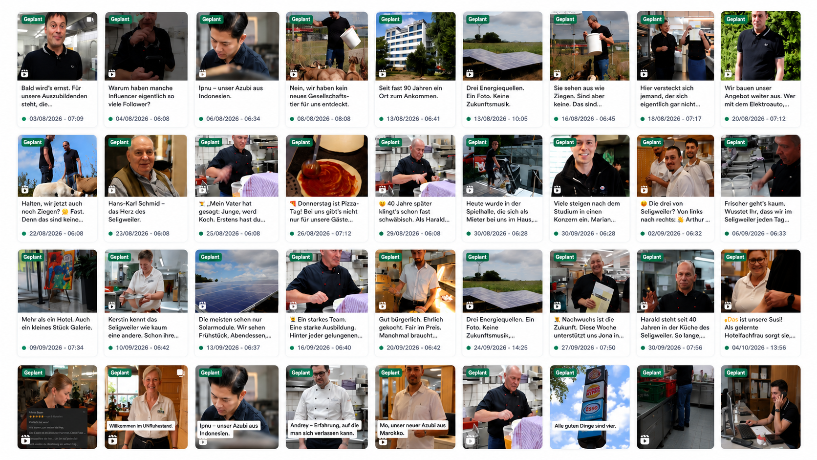 Beispiel eines über mehrere Monate geplanten Social-Media-Redaktionsplans